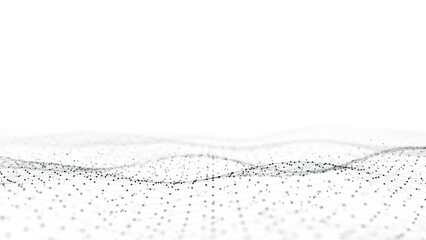 Fototapete - Abstract futuristic digital landscape with particles dots and stars on horizon. computer geometric digital connection. 3d rendering