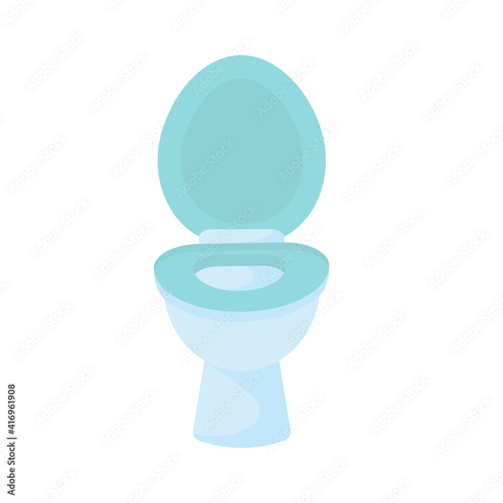 Toilet bowl, icon isolated. Concept wc. Cartoon flat design. Vector  illustration. Stock Vector | Adobe Stock, image size:1000x1000