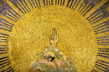 Hand of god mosaic in a French catholic church