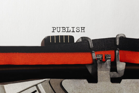 Text Publish typed on retro typewriter