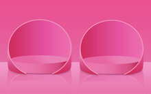 Blank Pink Dual Podium Background For Product Presentation 3d Illustration 3d Rendering