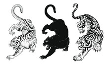 Design Elements Of Tiger Vector Illustrations