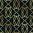 Seamless art deco geometric black and gold pattern. Vector illustration