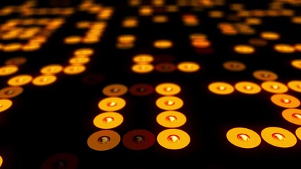 Poster - Surface with light bulbs or projectors close-up, computer generated. 3d rendering led backdrop