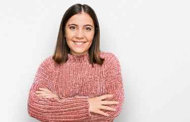 Poster - Young beautiful woman wearing casual clothes happy face smiling with crossed arms looking at the camera. positive person.