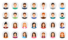Big Set Of User Avatar. People Avatar Profile Icons. Male And Female Faces. Men And Women Portraits. Unknown Or Anonymous Person. Characters Collection. Vector Illustration.