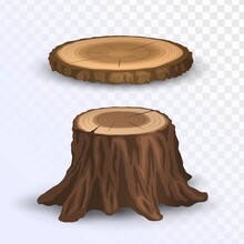 Round Cut Log And Stump