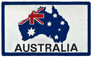 vintage australian national flag stars design badge tag, isolated embroidered rectangular australia 