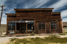 Abandoned Derelict Houses And Church On The Ghost Town Of Bodie State Historic Park In California.