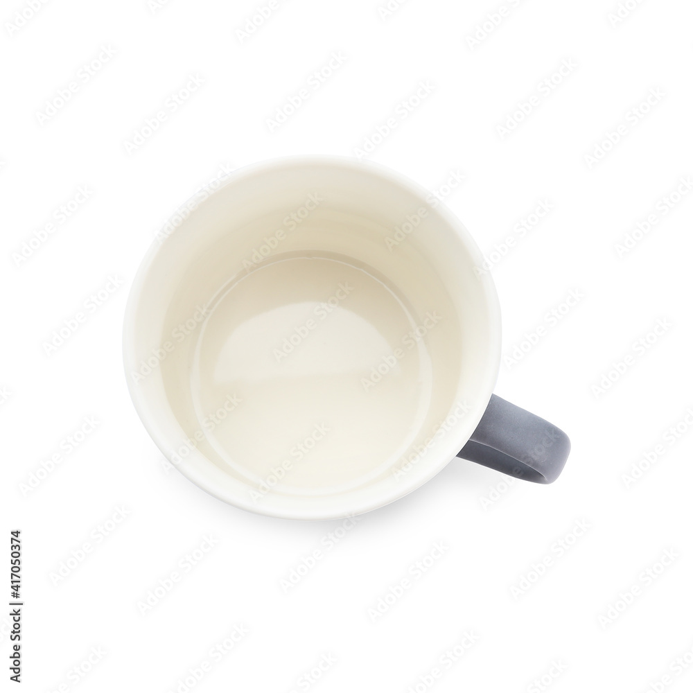 Empty cup on white background