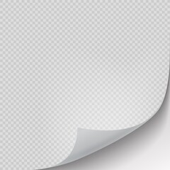 Aufkleber - Curled page corner. Turning paper sheet. Realistic square notepad with folded edge. Transparent mockup for writing memos. Blank notepaper with copy space. Vector empty background, sticker template
