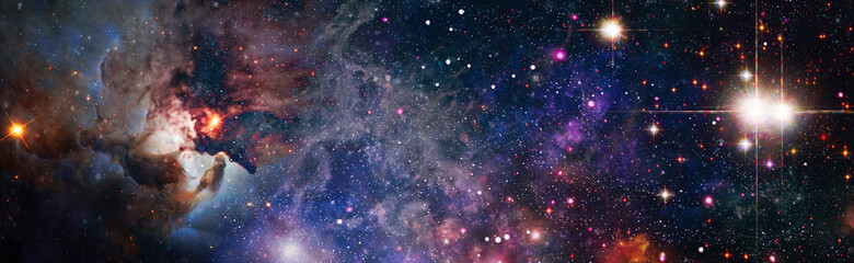 abstract background with night sky and stars. panorama view universe space shot of milky way galaxy 