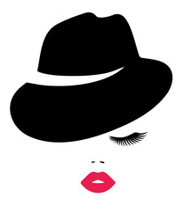 Sticker - Vector woman in a hat