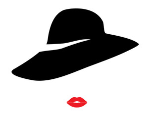 Sticker - Vector woman in a hat