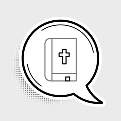 Line Holy bible book icon isolated on grey background. Colorful outline concept. Vector.