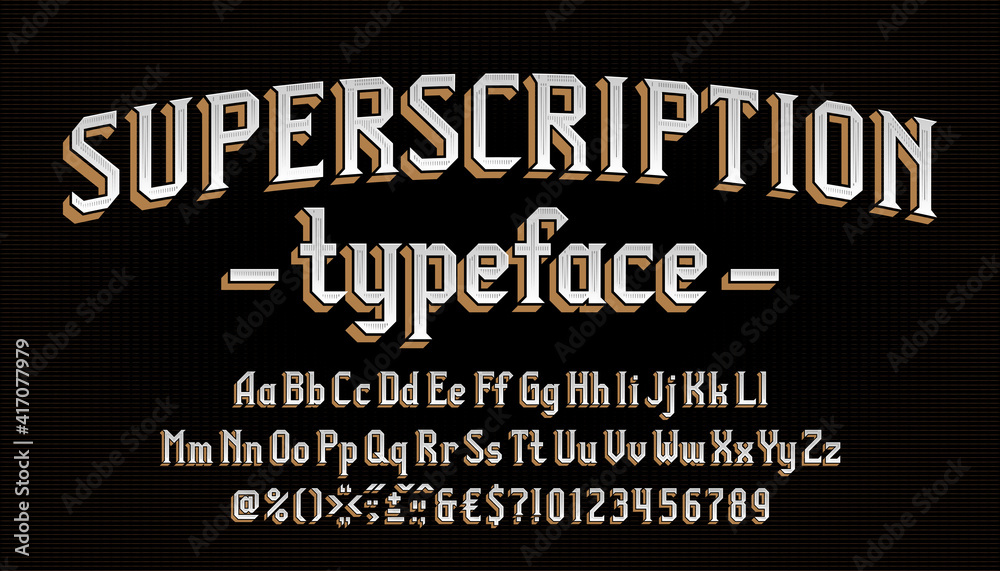 Sup Letters Superscription alphabet font. Vintage letters, numbers and symbols ...