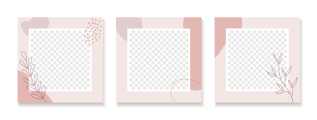Wall Mural - abstract vector templates for instagram posts. set of trendy floral backgrounds for social media