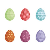 Fototapeta Dinusie - Vector simple Easter eggs. Easter eggs of bright colors. Cute clip art of Easter eggs. Printable for stickers. Easter eggs with abstract and modern ornament.