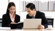 © Bangkok Click Studio - Beautiful black long hair Asian woman sitting and talking with businessman