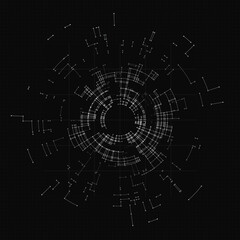 Poster - Black color polygonal science background. Digital data visualization with abstract dynamic motion with connected lines and dots. Science, medicine and technology design technology background.