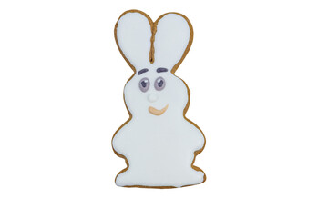 Wall Mural - Gingerbread cookie in shape of bunny isolated on a white background