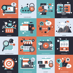 Wall Mural - business, technology and management icon set for websites and mobile applications. flat vector illus