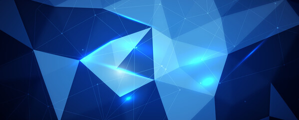 Poster - Abstract vector geometrical shapes. Connection, Digital, communication and technology network background .