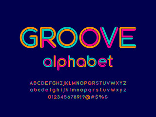 Fototapete - Colorful style alphabet design with uppercase, lowercase, number and symbols