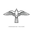 peregrine falcon icon logo. ancient Egypt illustration of hawk bird collection. symbol of the power and eternal life. modern and minimalist style in monoline vector drawing.
