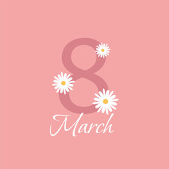  8 march banner with flower
