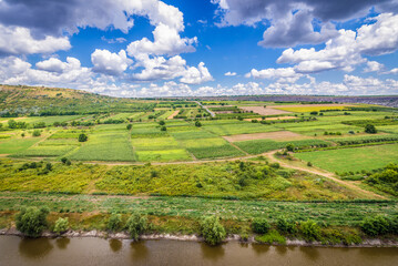 Wall Mural - Aerial view of River Raut seen from Old Orhei archaeological park, Trebujeni commune, Moldova