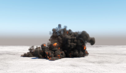 Wall Mural - huge smoke after explosion in an empty are