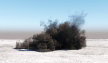 Wall Mural - huge smoke after explosion in an empty area