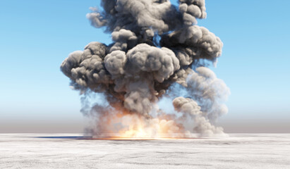 Wall Mural - massive nuclear explosion in an empty area