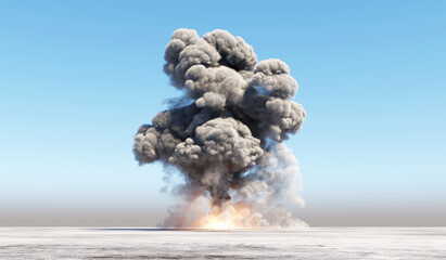 Wall Mural - massive nuclear explosion in an empty area