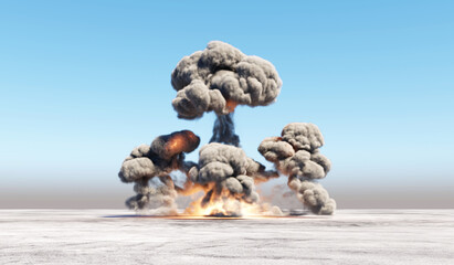 Wall Mural - massive nuclear explosion in an empty area