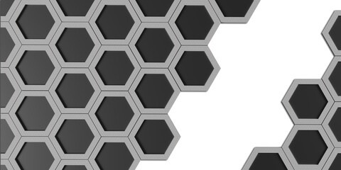 Wall Mural - Hexagon nest Hexagonal frame Abstract geometry Hexagonal solid steel material surface Technology frame background 3d illustration