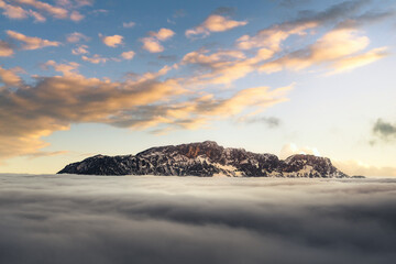 Wall Mural - Mountains in the alps covered with snow in the wintertime around december