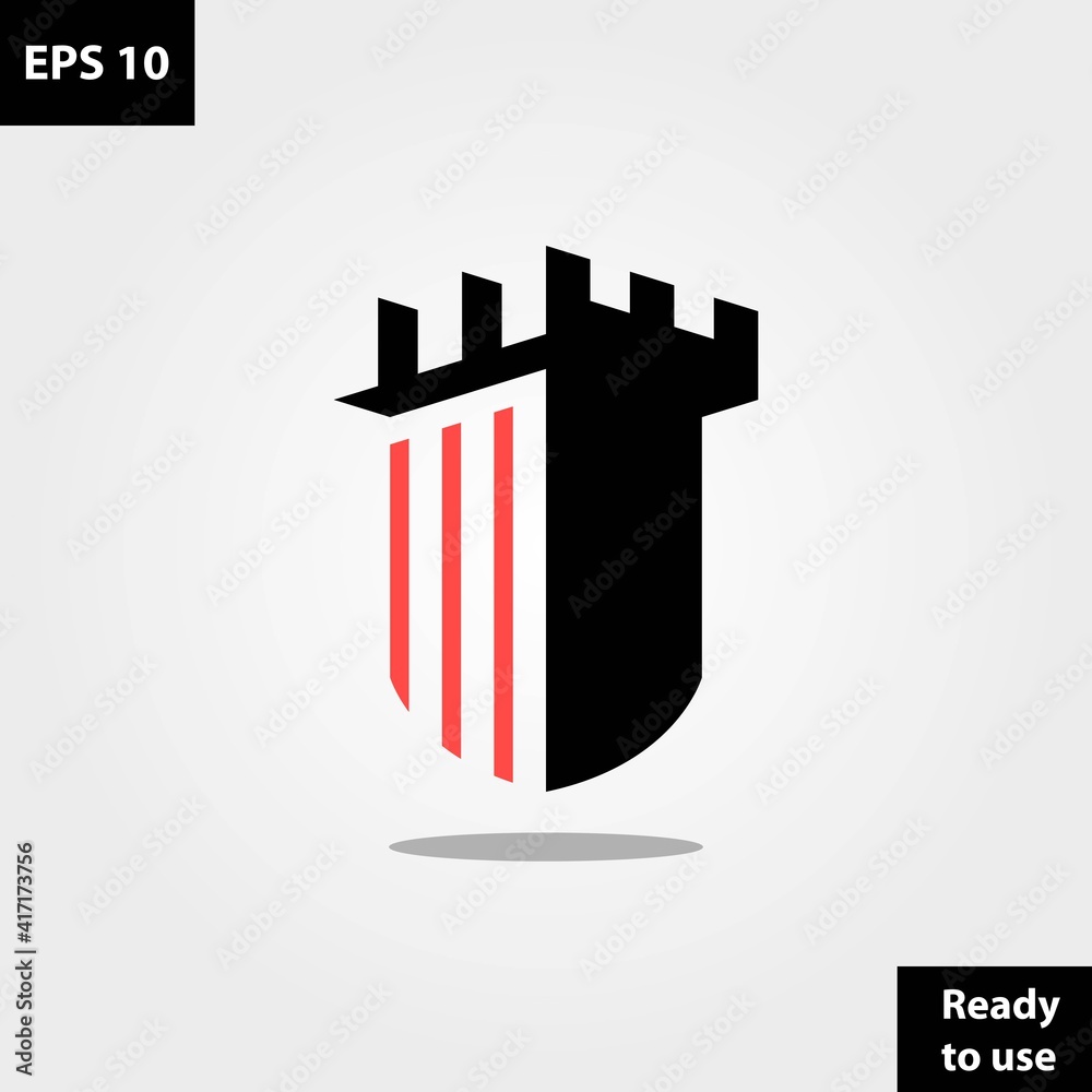 Strong fortress shield protection castle logo company, logo vector ...