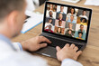 © Prostock-studio - Unrecognizable Businessman Making Video Call On Laptop With Multiethnic Colleagues, Collage