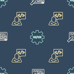 Set line UI or UX design, Front end development and on seamless pattern. Vector.