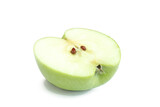 Fototapeta  - Sliced half of the apple isolated on white background. Green fruit