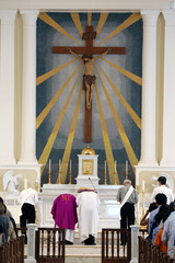 Poster - Cathedral of the Good Shepherd.  Catholic mass.  Singapore. 10.08.2016