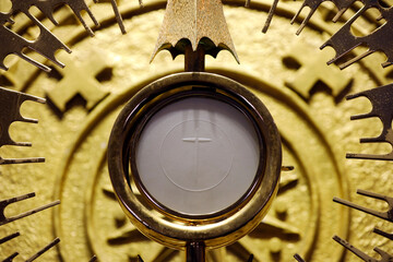 Wall Mural - Church of the Sacred Heart of Jesus ( Nha Tho Tan Dinh ).   Monstrance. Adoration of the Blessed Sacrament.  Ho Chi Minh city. Vietnam.  25.02.2017