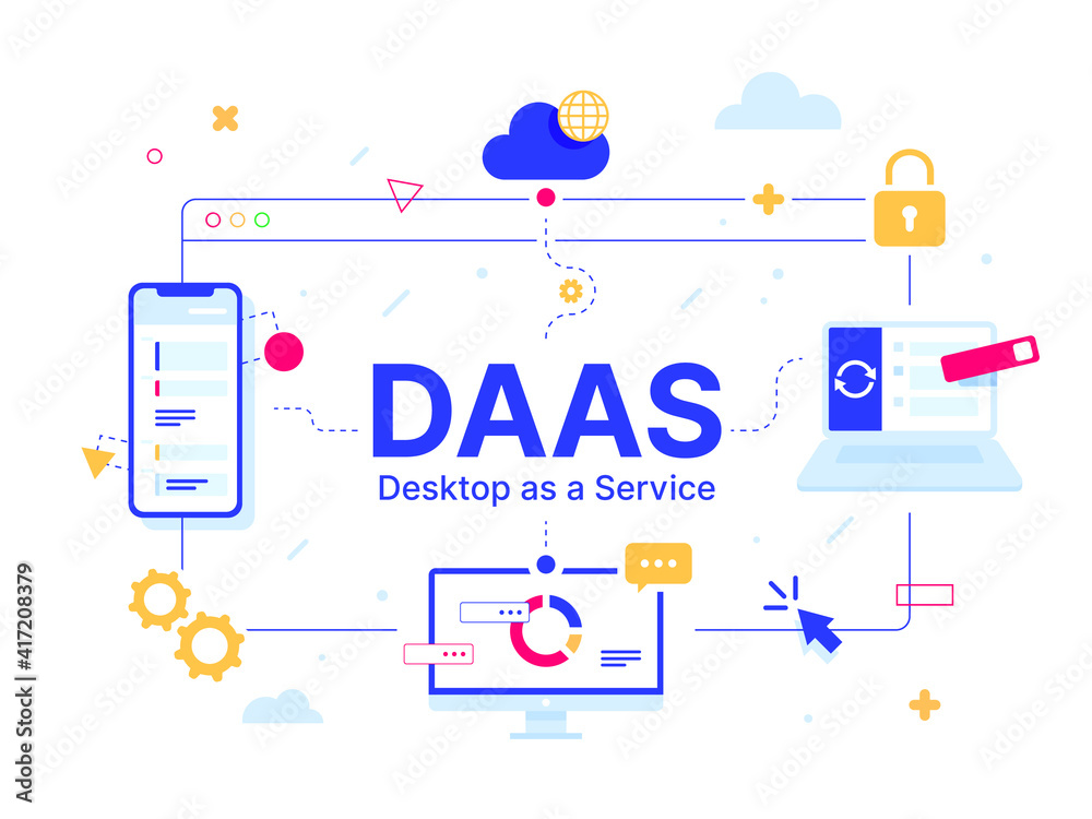 DaaS - Desktop as a Service. Code line of programming internet ...