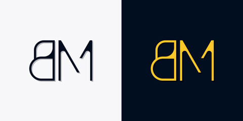Minimalist abstract initial letters BM logo