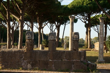 Wall Mural - Theatre masks near the Ostia theatre