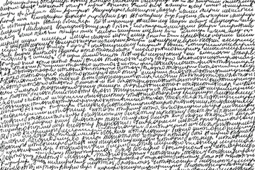 Fototapete - Grunge texture of handwritten unreadable text. Illegible, sloppy handwriting. Vector illustration. Overlay Template.