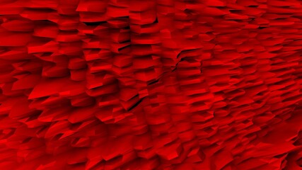 Poster - 3d low poly background in red color. Abstraction in the form of relief.