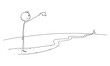 © Zdenek Sasek - Man or father waving with handkerchief saying goodbye to friend or son leaving on the way. Vector cartoon stick figure or character illustration.